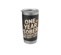 One Year Sober Celebrating My Best Self Sobriety Milestone Stainless Steel Insulated Tumbler