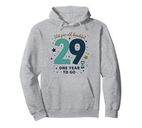 One Year Until the Big 3-0: 29th Birthday Countdown Gift Pullover Hoodie, Adult Unisex, Heather Grey, S