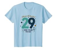 One Year Until The Big 3-0: 29th Birthday Countdown Gift T-Shirt, Kids, Baby Blue, 3 Years