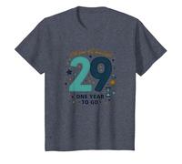 One Year Until The Big 3-0: 29th Birthday Countdown Gift T-Shirt, Kids, Heather Blue, 4 Years