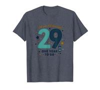 One Year Until The Big 3-0: 29th Birthday Countdown Gift T-Shirt, Men, Heather Blue, 3XL