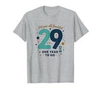 One Year Until The Big 3-0: 29th Birthday Countdown Gift T-Shirt, Men, Heather Grey, 6XL