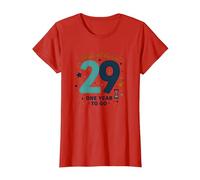 One Year Until The Big 3-0: 29th Birthday Countdown Gift T-Shirt, Women, Red, XL