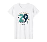 One Year Until The Big 3-0: 29th Birthday Countdown Gift T-Shirt, Women, White, 3XL