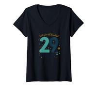 One Year Until The Big 3-0: 29th Birthday Countdown Gift V-Neck T-Shirt, Women, Black, L