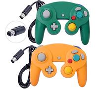 ONE250 2 Pack Classic Shock Joypad Wired Controller, Compatible with Wii NGC Gamecube Game Cube (Green & Yellow)