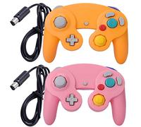 ONE250 2 Pack Classic Shock Joypad Wired Controller, Compatible with Wii NGC Gamecube Game Cube (Pink & Yellow)