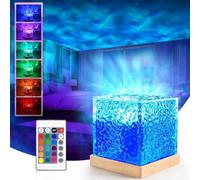One94Store Ocean Wave Romantic Night Light Projector Lamp, 3D Water Wave Effect, LED Projection Lamp for Bedroom Decoration, Remote Control (Cubbed Shape)