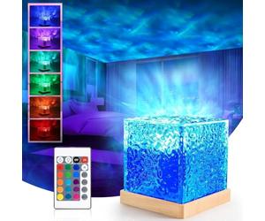 One94Store Ocean Wave Romantic Night Light Projector Lamp, 3D Water Wave Effect, LED Projection Lamp for Bedroom Decoration, Remote Control (Cubbed Shape)