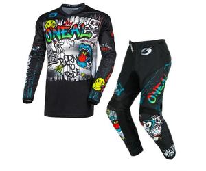 O'Neal 2024 Motocross Combo Kit Element Rancid Youth Black White Pants & Jersey