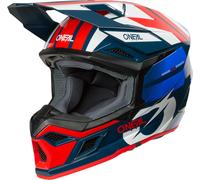 Oneal 3SRS RIDE Motocross Helmet, white-red-blue, size L for Men