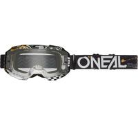 Oneal B-10 Attack Clear Motocross Goggles, black-white for Men