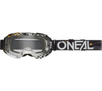 Oneal B-10 Attack Clear Motocross Goggles, black/white, One size
