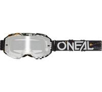 §O'Neal B-10 Attack MX Goggles Black-White-Silver Mirror§