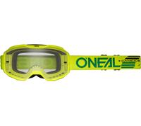 Oneal B-10 Solid Clear Motocross Goggles, neon yellow, One size