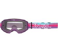 Oneal B-10 STRIPED Clear Motocross Goggles, pink for Men