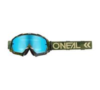 O'NEAL | Bicycle & Motocross Goggles | MX MTB DH FR Downhill ride | 1.2 mm 3D Lens for Ultimate Clarity, UV Protection | B-10 Goggle Camo V.22 | Army Green - Blue Mirrored | One Size