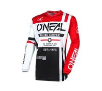 O'NEAL | Motocross Jersey Long Sleeve | MX Enduro | Padded Elbow Protection, V-Neck, Breathable | Element Jersey Warhawk V.24 | Adult | Black White Red | Size M