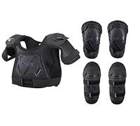 O'Neal Kids Pee Wee Chest Protector, Elbow and Knee Guards Offroad Motocross Protection Combo (Chest M/L,ELB L/XL,OS) Black