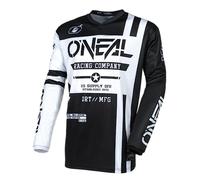 O'NEAL | Motocross Jersey Long Sleeve | MX Enduro | Padded Elbow Protection, V-Neck, Breathable | Element Jersey Warhawk V.24 | Adult | Black White | Size S