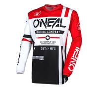 O'NEAL | Motocross Jersey Long Sleeve | MX Enduro | Padded Elbow Protection, V-Neck, Breathable | Element Jersey Warhawk V.24 | Adult | Black White Red | Size M