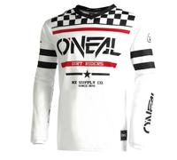 O'NEAL | Motocross Jersey Long Sleeve | MX Enduro | Padded Elbow Protection, V-Neck, Breathable | Element Jersey Squadron V.22 | Adult | White Black | Size L