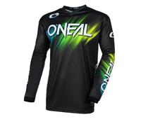 O'NEAL | Motocross Jersey Long Sleeve | MX Enduro | Padded Elbow Protection, V-Neck, Breathable | Element Jersey Voltage V.24 | Adult | Black Green | Size M