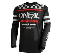 O'NEAL | Motocross Jersey Long Sleeve | MX Enduro | Padded Elbow Protection, V-Neck, Breathable | Element Jersey Squadron V.22 | Adult | Black Grey | Size S