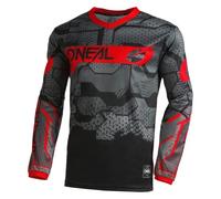 O'NEAL | Motocross Jersey Long Sleeve | MX Enduro | Padded Elbow Protection, V-Neck, Breathable | Element Jersey Camo V.22 | Adult | Red Black | Size M