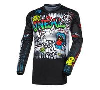 O'NEAL | Motocross Jersey Long Sleeve | MX Enduro | Padded Elbow Protection, V-Neck, Breathable | Element Youth Jersey Rancid V.24 | Black White | Size M
