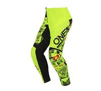O'NEAL | Motocross Pants | Kids | Enduro MX | Stretch Inserts, Fully Lined, Rubber Pads for Added Protection | Element Youth Pants Attack V.23 | Neon Yellow Black | 26 (12/14)