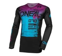 O'NEAL | Motocross Shirt Long Sleeve | MX MTB Mountain Bike | Lightweight Material, Ergonomic Slim Fit Cut Mayhem Jersey Scarz V.24 | Adult | Black Blue | Size XL