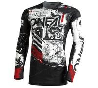 O'NEAL | Motocross Shirt Long Sleeve | MX MTB Mountainbike | Lightweight Material, Ergonomic Slim Fit Cut Mayhem Jersey Scarz V.22 | Adult | Black White Red | Size XL