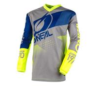 O'NEAL | Motorcycle-Jersey | Enduro Motocross | Fit for Maximum Freedom of Movement, Padded Elbow Protection, Breathable Material| Jersey Element Factor | Adult | Blue Grey Neon-Yellow | Size S