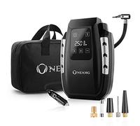 OneAmg Digital Tyre Inflator Air Compressor Updated Touch Screen Car Pump 12V 150PSI Auto Shut Off with 35L/Min Larger Air Flow,3 Nozzle Adaptors,Bright Light & Large HD LED Display[Energy Class A+++]