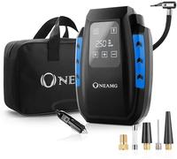 OneAmg Portable Air Compressor 12 V, 120 W Car Tyre Inflator, Electric Air Compressor with Digital Display and LED Light, 3 m Cable for Car Bicycle (Blue)