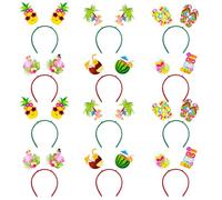oneant 12 Pcs Hawaiian Party Headband Felt Luau Head Boppers Tropical Fruit Decorations Pineapple Flamingo Palm Tree Supplies for Summer Beach Party Favors and Hair Accessories