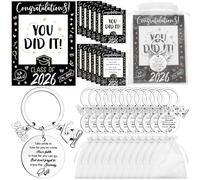 oneant 12 Sets Class of 2026 Graduation Gifts Bulk Graduation Keychains Inspirational Greeting Cards Organza Bags 2026 Grad Presents for Seniors 2026 High School College Medical Student (Black)