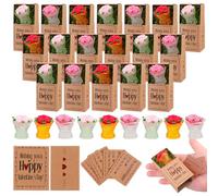 oneant 24 Sets Mini Valentine Day Gifts Bulk Cute Love Card Matchbox with Small Flowers Moss Surprise Breathing Boxes for Anniversary Day Her Him Wife Husband Girlfriend Boyfriend Couples