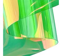 ONEART | 30 Gauge Holographic Clear Vinyl Roll, 12" x 54" Waterproof Iridescent Transparent TPU Jelly Plastic Fabric for DIY Crafts-Green