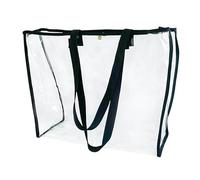 ONEART Clear Holographic Tote Bags, Iridescent Waterproof Top Handle Bag, Clear Jelly Totes Vocation Party Beach Bag, Black Clear, L