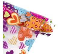 ONEART | Printed TPU Jelly Faux Leather 12 x 53 inches Transparent Clear Jelly Vinyl Great for Embroidery and Crafting Project (Colorful Heart)