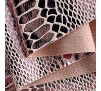 ONEART | Snake Skin Texture Faux Leather Fabric 54" Wide, Soft Embossed Vinyl for Sewing Crafts and Home Upholstery, Sold by The Yard (Pink)