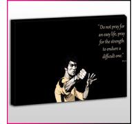 OneBlankWall C024 Bruce Lee Pray for Strength Quote Framed Ready To Hang Canvas Print, Celebrity Icons, Pop Street Wall Art, Picture