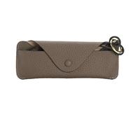 ONEBO 1 Pcs Glasses Case, Portable Artificial leather Glasses Case, With a looped rope closure for hanging and easy carrying, for Folding Eyeglasses, Reading Glasses, Small Sunglasses (Khaki)