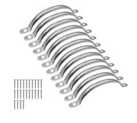 ONEBO 12 Pcs Stainless Steel Drawer Pulls, Cabinet Handles, Door Knob Handles, Curved Handle, with Screws,for Kitchen,Wardrobe,Drawer,Bathroom,Bedroom(Silver)