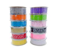 ONEBO 12 Rolls Lace Pattern Self-Adhesive Tape,Colorful Sticky Paper Tape,Self Adhesive Decorative Ribbon Lace Border,for DIY, Decorative Craft, Gift Wrapping, Scrapbook(100 * 1.5 cm)
