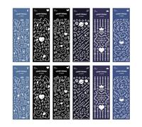 ONEBO 12 Sheets Silver Glitter Self Adhesive Sticker,Laser Dazzle Stickers,Handbook Decoration Stickers,Gift Sticker,for DIY,Scrapbooking, Greeting Cards Decoration,Craft Embellishment(6 Styles)