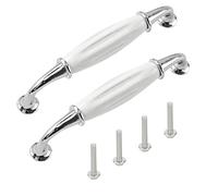 ONEBO 2 Pcs Vintage Ceramic Cupboard Handles, Cupboard Handles, Classic White Drawer Pulls, Kitchen Ceramic Pull Handle, for Drawer, Kitchen Cabinet, Bathroom Cabinet, Wardrobe Door