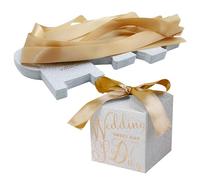 ONEBO 30 Pcs Kraft Party Treat Favour Gift Boxes,Wedding Kraft Paper Cones,Comes with a ribbon tie,for Party Favour, Wedding, Birthday, Crafting and Proposal(Silver Glitter)